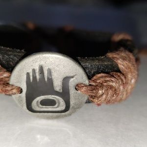 Leather bracelet with pewter charm (healing)
